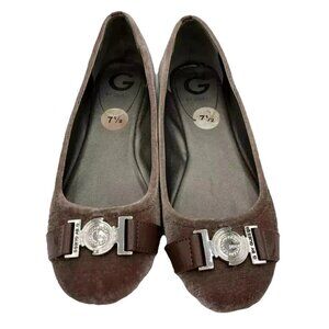 G by Guess Shoes Womens Size 7.5 M Rose Pink Velvet Ballet Slip On Flats Buckle
